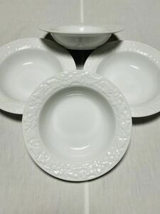 アメリカ大統領　ホワイトハウス御用達 レノックスの彫刻デザインのボウル、スープ皿4枚　新品未使用