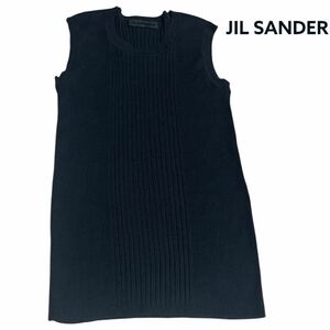 ジルサンダー　JILSANDER ノースリーブ ニット ニットベスト　ノースリーブニット　リブ　ネイビー　S レディース　極美品