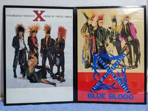 【激レア2点額装品】X XJAPAN BLUE BLOOD＆VANISHING VISION ポスター YOSHIKI hide Toshi Taiji Pata 