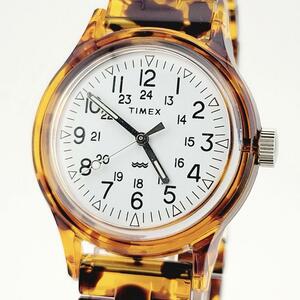  美品 TIMEX × BEAMS BOY タイメックス ビームス 別注 べっ甲 オリジナルキャンパー TW2U79400 3針 クォーツ腕時計 メンズ 白文字盤