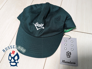 ◆新品 RUSSELUNO ラッセルノ ゴルフ 刺繍 キャップ 帽子 グリーン 緑 定価4,950円 吸汗速乾 スカル GOLF