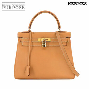 新品同様 エルメス HERMES ケリー 28 2way ハンド ショルダー バッグ クシュベル エプソン ナチュラル 内縫い 〇Z刻印 90228878