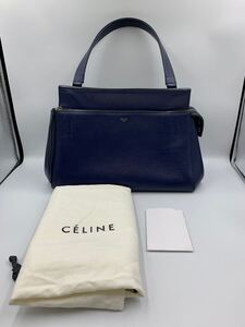 CELINE セリーヌ エッジ スモール カーフレザー ハンドバッグ ブルー系