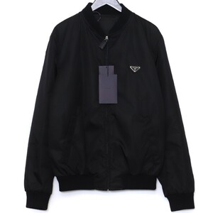 PRADA ボンバージャケット サイズ52 ブラック SGA038 1WQ8F0002 プラダ Bomber Jacket re-nylon リサイクルナイロン 三角プレート