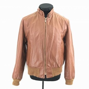 USA製★本革/レザーライダースジャケット/ブルゾン【40/L/茶】リブ袖/GENUINE LEATHER◆BC384L