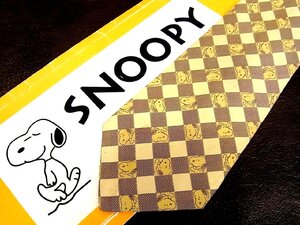 ★並品★4K00588【ピーナッツ】SNOOPY 「スヌーピー 格子 柄」ネクタイ