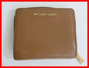 マイケル　コース　MICHAEL KORS　二つ折り財布　レザー　ブラウン　中古　2408★M-1493