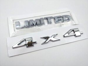 LIMITED 4X4 リア エンブレム リミテッド シルバー メタリック メッキ樹脂 両面テープ固定