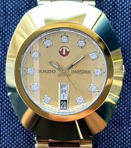 RADO ラドー ダイヤスター 自動巻 DIASTAR ゴールド文字盤 メンズ腕時計 636.0313.3 動作品