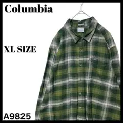 Columbia コロンビア オンブレチェック ネルシャツ 長袖シャツ 緑 XL