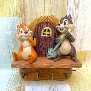 レア★チップとデール Chip＆Dale 鍵掛 壁掛け キーホルダー フィギュア キーフック 陶器製★ディズニー Disney TDL 置物 訳有り