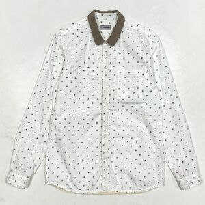 12AW PSYCHO COLOR期 UNDERCOVER アンダーカバー 襟配色 長袖 シャツ 数字柄 ナンバリング / サイズ:2 / ホワイト×ベージュ