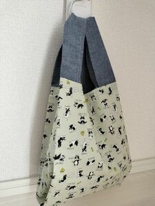 ハンドメイド♪小さめエコバッグ　布バッグ　フレンチブルドッグ　162