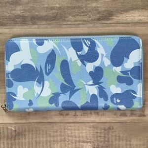 本革 BAPE camo 長財布 a bathing ape Long Wallet エイプ ベイプ アベイシングエイプ レザー ウォレット 財布 迷彩 NIGO w821