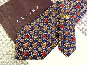 ♪34212C♪良品【花 装飾 デザイン 柄】セリーヌ【CELINE】ネクタイ