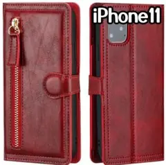 iPhone11 手帳ケース　赤　ウォレット ケース　カードケース　新品