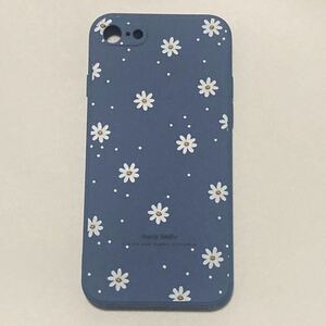 新品送料無料 iPhone SE2.3 iPhone7/8スマホケース 小花柄 花柄 コバルトブルー 白マーガレット デイジー かわいい 花 カントリー 癒し