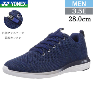 M01Y ネイビーブルー 28.0cm ヨネックス YONEX パワークッション ウォーキングシューズ メンズ 3.5E ファスナー付き 軽量 スニーカー.