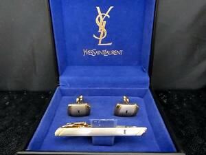 ■新品N■№0688【YSL】サンローラン【ゴールド・シルバー】■カフス＆ネクタイピン タイピン セット♪