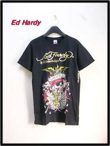 メンズ S 本物 黒【Ed Hardy エドハーディー スカルTシャツ】