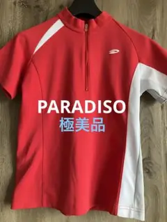 極美品【PARADISO】レディース　ゴルフウェア　ハーフジップ　半袖　赤