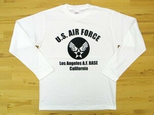 U.S. AIR FORCE 白 5.6oz 長袖Tシャツ 黒 S ミリタリー エアフォース アメリカ空軍