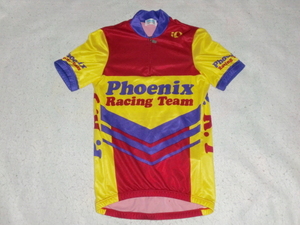 ★PEARL iZUMi ハーフジップサイクルジャージ M 日本製パールイズミ Phoenix Racing Team ジャージ イエロー/レッド/ブルー