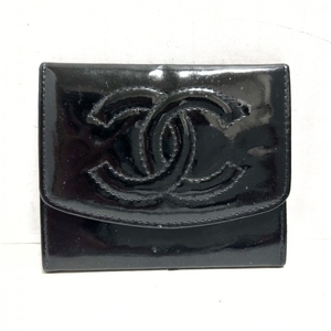 シャネル CHANEL コインケース - エナメル（レザー） 黒 3番台 財布