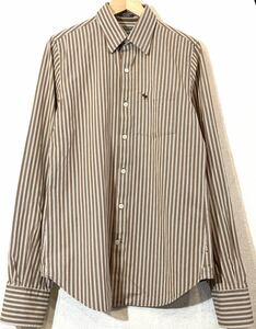 ABERCROMBIE&FITCH★シャツ★ストライプ★バックロゴ★カラーデザイン★アバクロンビー&フィッチ★アバクロ★定価9,000円★ブラウン★茶白