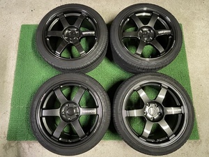 即 極上 美品 RAYS TE37 SAGA 18×9J ET＋45 PCD114.3 5H 鍛造 VolkRacing レイズ ボルクレーシング ガリ無し バリ溝 245/40R18 WRX S2000