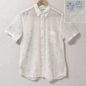 90s COMME des GARCONS SHIRT 花柄 刺繍 半袖 シャツ ホワイト Mサイズ コムデギャルソンシャツ フラワー archive 4090122