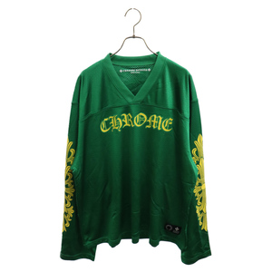 CHROME HEARTS クロムハーツ MESH WARM UP JERSEY CHプリントメッシュ長袖Tシャツカットソー グリーン