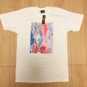 【レア新品・ネコポス対応】Stussy x All Gone コラボ Paint Tee ステューシー 半袖プリントTシャツ メンズファッション WHITE 白LA MJC