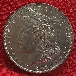 【Eco本舗】1886 USA Morgan Silver Dollar モルガン 米国 シルバー コイン 古銭 アンティーク 銀貨 [w-03]