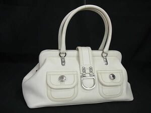 1円 ■美品■ ChristianDior クリスチャンディオール レザー ハンドバッグ トートバッグ レディース アイボリー系 FD9571