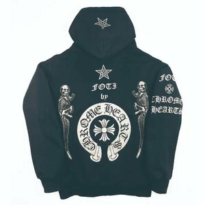 CHROME HEARTS クロムハーツ FOTI フォティプリント パーカー ブラック ダガージップ メンズ Sサイズ 古着