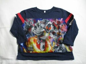 BD292【BANDAI・仮面ライダー ガンバライド】長袖　Ｔシャツ　訳有　男児　濃青　110？