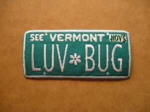 90s ナンバープレート『LUV BUG』ラブ・バッグ 刺繍ワッペン/Aアメリカ米国ビンテージ看板アップリケUSAアメカジ70sビートルVWワーゲン S2