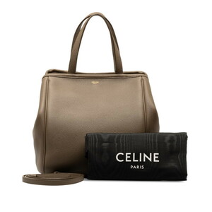 セリーヌ スモール フォールド カバ ハンドバッグ ショルダーバッグ 2WAY グレージュ レザー レディース CELINE 【中古】