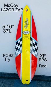 新品！檄浮力! テイクオフ めちゃ早! McCOY LAZOR ZAP XF EPS RED 5’10” 37L FCS2 TRI 小波用　サーフィン　サーフ