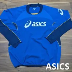 ☆人気ブルー　ASICS　アシックス　長袖　シャツ　バレーボール　ウェア　ピステ