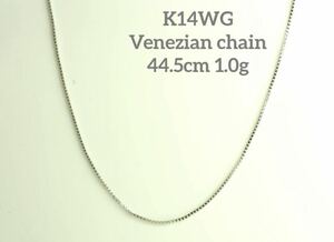 41. イタリア製☆K14WG ベネチアンチェーンネックレス　44.5cm u