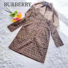 【バーバリーブルーレーベル/BURBERRY】【M】チェック　ロング長袖シャツ