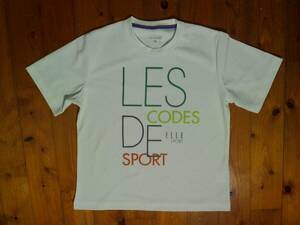 ★エル　スポーツ【ELLE SPORT】クルーネック ドライメッシュ半袖Tシャツ L 白　グレー