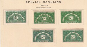 33 米国【未使用】＜「1925-28 SC#QE1-QE4 特別取扱切手」4種完 / リーフ切取り(ヒンジ貼) ＞