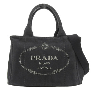 プラダ PRADA カナパ 2WAYバッグ ハンドバッグ トートバッグ ショルダーバッグ キャンバス ブラック 中古 新入荷 OB2082