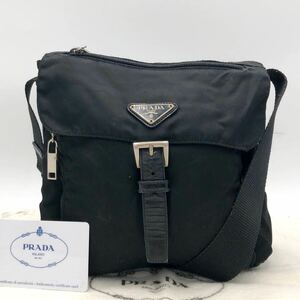 1円【高級】PRADA プラダ ミニ ショルダー メッセンジャー バッグ 三角ロゴ 斜め掛け ブラック 黒