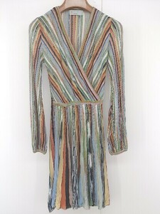 ◇ Missoni ミッソーニ カシュクール 長袖 ミニ ニット ワンピース サイズI38 USA2 グリーン系 マルチ レディース E