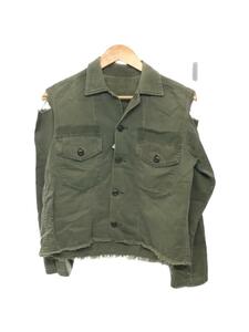 MILITARY◆ボタン欠損/REMAKE UTLITY SHIRTS/長袖シャツ/-/コットン/KHK