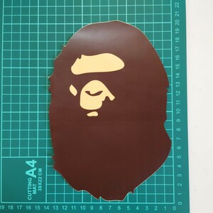 アベイシングエイプ ステッカー 超大判 正規品 送料無料!! 匿名配送 追跡可能 NOWHERE A BATHING APE BAPE ベイプ 猿顔 NIGO 特大 ブラウン